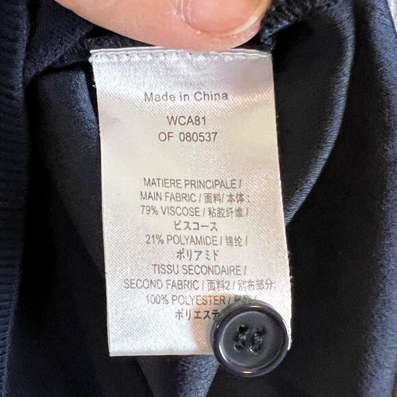 Tiffany & Company Wardrobe Women L Button Cardigan Navy Mix Media Pockets - Picture 7 of 14